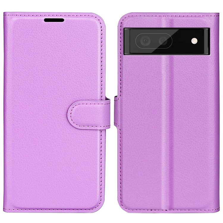 For Google Pixel 7 Pro 5G PU Leather Smartphone Cover Wallet Stand Litchi Texture Anti-scratch Case Shell - Purple