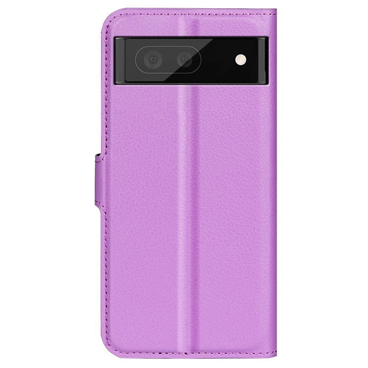 For Google Pixel 7 Pro 5G PU Leather Smartphone Cover Wallet Stand Litchi Texture Anti-scratch Case Shell - Purple