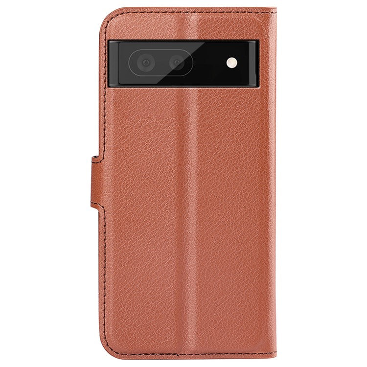 For Google Pixel 7 Pro 5G PU Leather Smartphone Cover Wallet Stand Litchi Texture Anti-scratch Case Shell - Brown