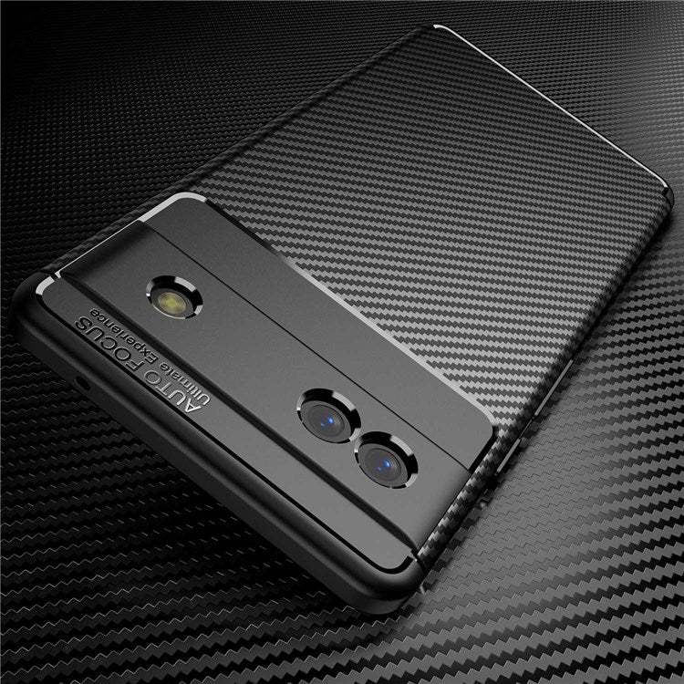 For Google Pixel 6a Carbon Fiber Texture Collision Resistant Mobile Phone Case Soft TPU Back Cover - Black