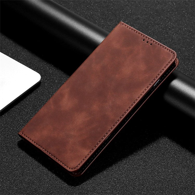 Soft Touch Magnetic Closure Phone Case for Google Pixel 7 5G Shockproof Folio Flip Cover Anti-Scratch PU Leather Protective Case with Stand - Dark Brown