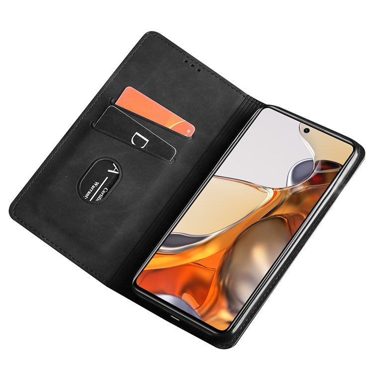 Soft Touch Magnetic Closure Phone Case for Google Pixel 7 5G Shockproof Folio Flip Cover Anti-Scratch PU Leather Protective Case with Stand - Black