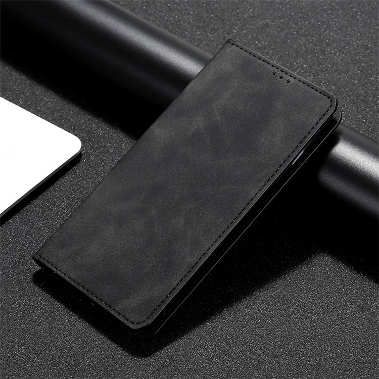 Soft Touch Magnetic Closure Phone Case for Google Pixel 7 5G Shockproof Folio Flip Cover Anti-Scratch PU Leather Protective Case with Stand - Black