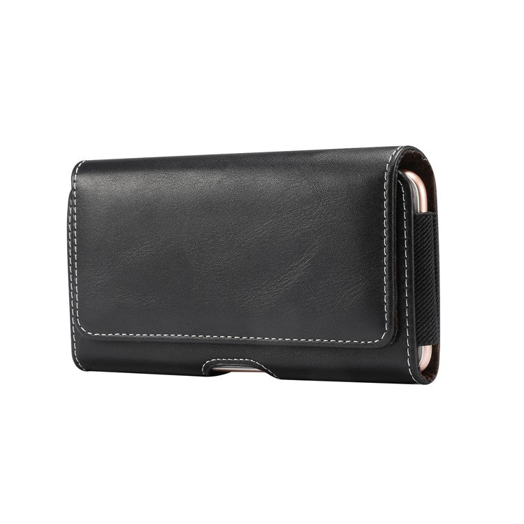 Men PU Leather Cross Matte Classic Waist-hanging for 6.4/6.5/6.9-inch Phone Case - Black