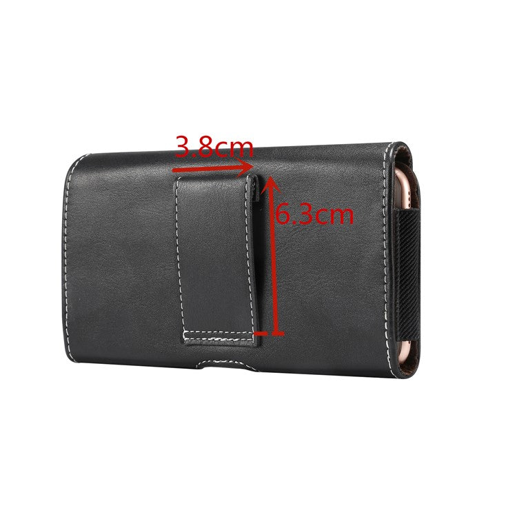 Men PU Leather Cross Matte Classic Waist-hanging for 6.4/6.5/6.9-inch Phone Case - Black