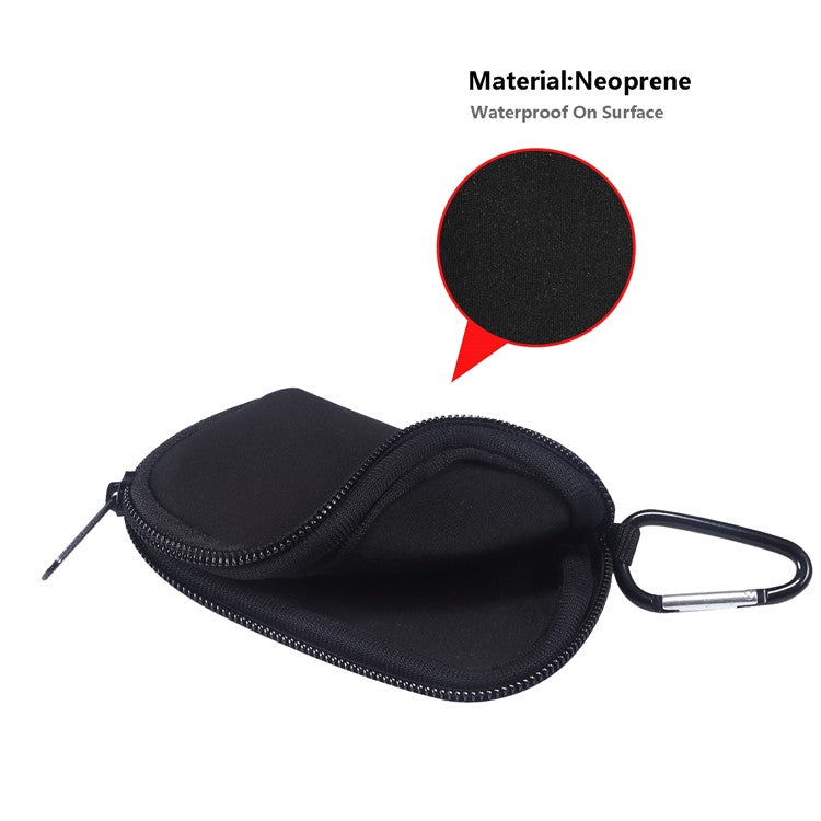 Portable Nylon Cover Case Earphone Protector Bag with Carabiner for Apple AirPods Pro - Black