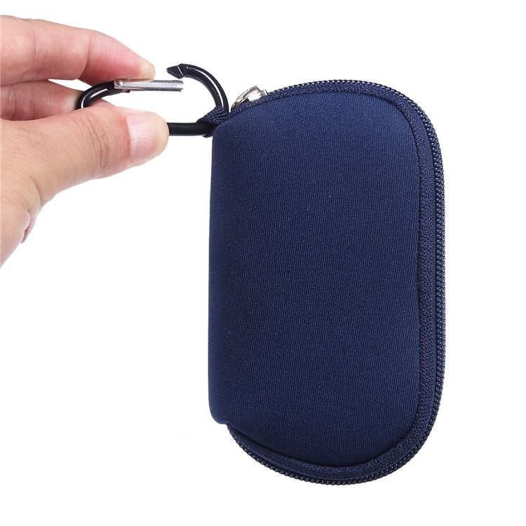 Portable Nylon Cover Case Earphone Protector Bag with Carabiner for Apple AirPods Pro - Blue