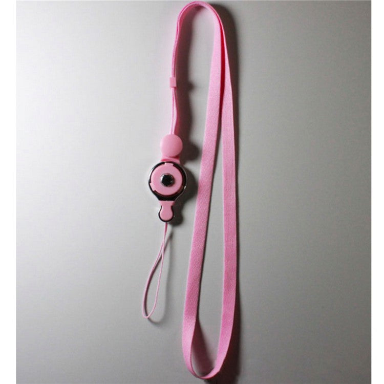 2-in-1 Flat Detachable Nylon Phone Strap Holder Card Strap - Pink