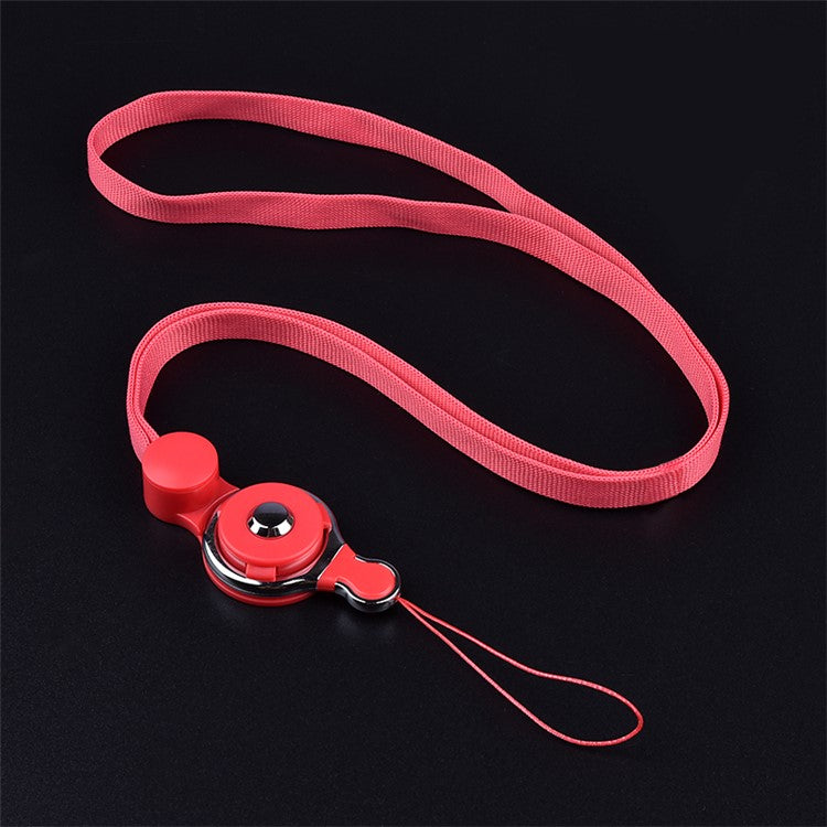 2-in-1 Card Strap Flat Detachable Nylon Phone Strap Holder - Red