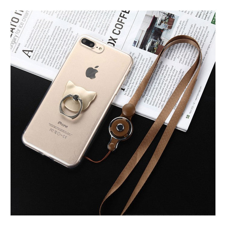 Phone Strap Holder Flat Detachable Nylon 2-in-1 Card Strap - Brown