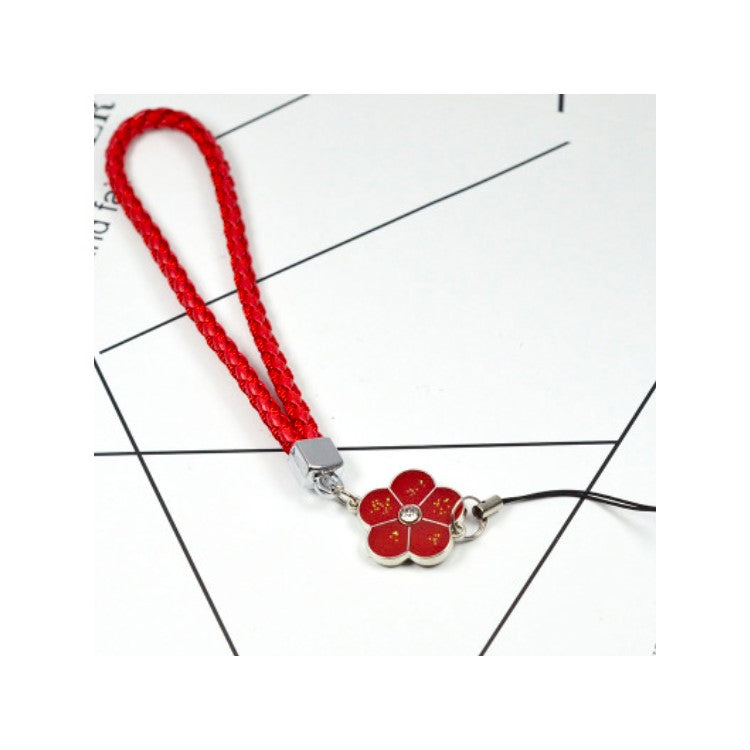 Pretty Flower Short Nylon Woven Durable Wrist Lanyard Hand Strap for Smartphones, Music Player etc. - Red