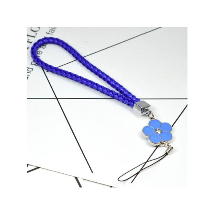 Pretty Flower Short Nylon Woven Durable Wrist Lanyard Hand Strap for Smartphones, USB Flash Drive etc. - Blue