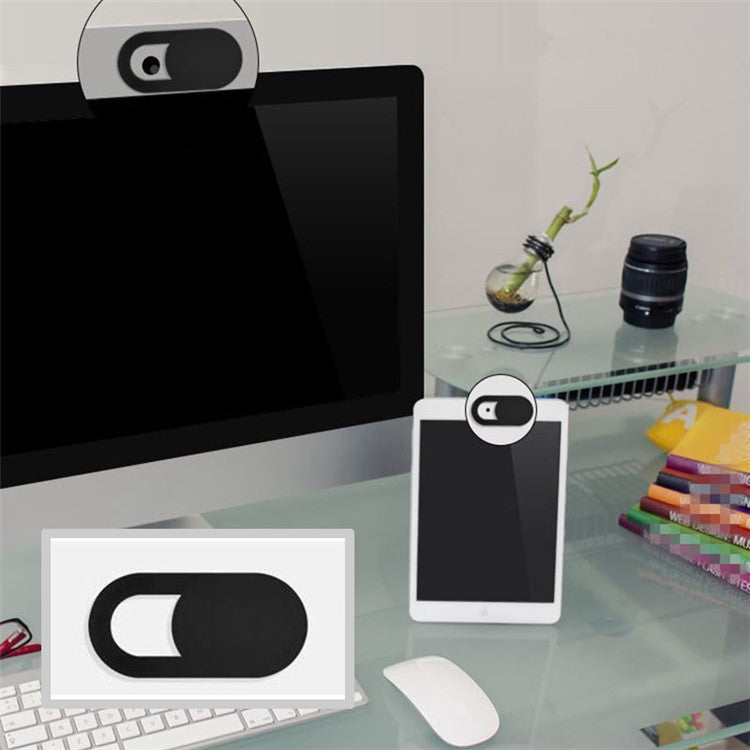 3Pcs/Set 0.03in Ultra-thin Plastic Webcam Camera Cover Shutter Protect Smartphones Laptop Desktop Privacy - Black