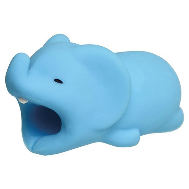 Cartoon Animal Pattern Charging Cable Protector PVC Saver Cable Protector Case - Blue Elephant