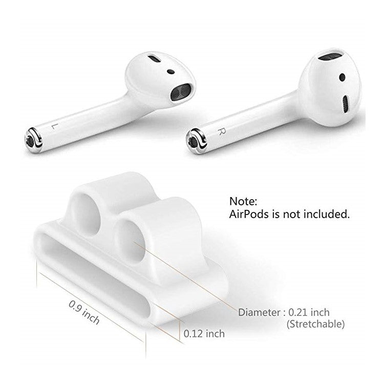 Rubberized Silicone Watch Band Organizer for Apple AirPods Wireless Earphones - White