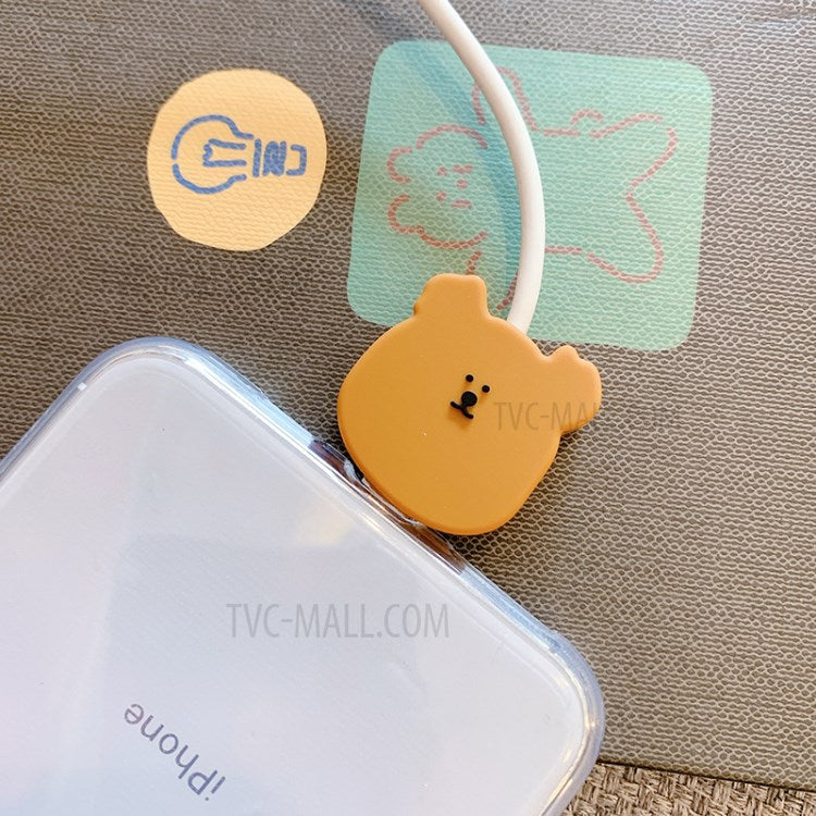 Cute Shaped Phone Charging Data Cable Protector Saver - Brown Bear