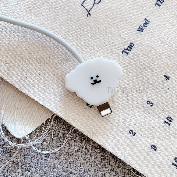 Cute Shaped Phone Charging Data Cable Protector Saver - White Dog