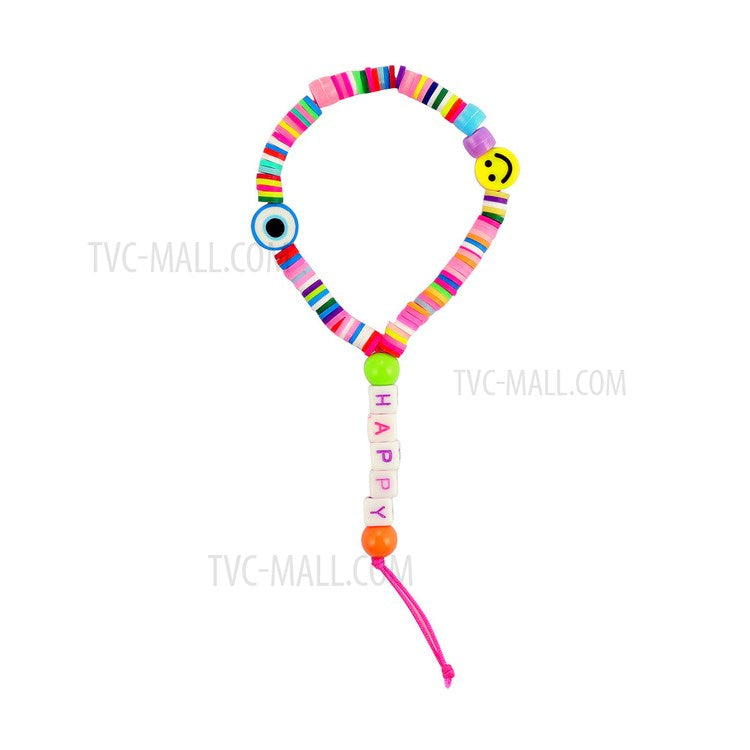 Fruit Letter Polymer Clay Beads Chain Cell Phone Lanyard Colorful Beaded Mobile Phone Strap Telephone Charm - B16-0203