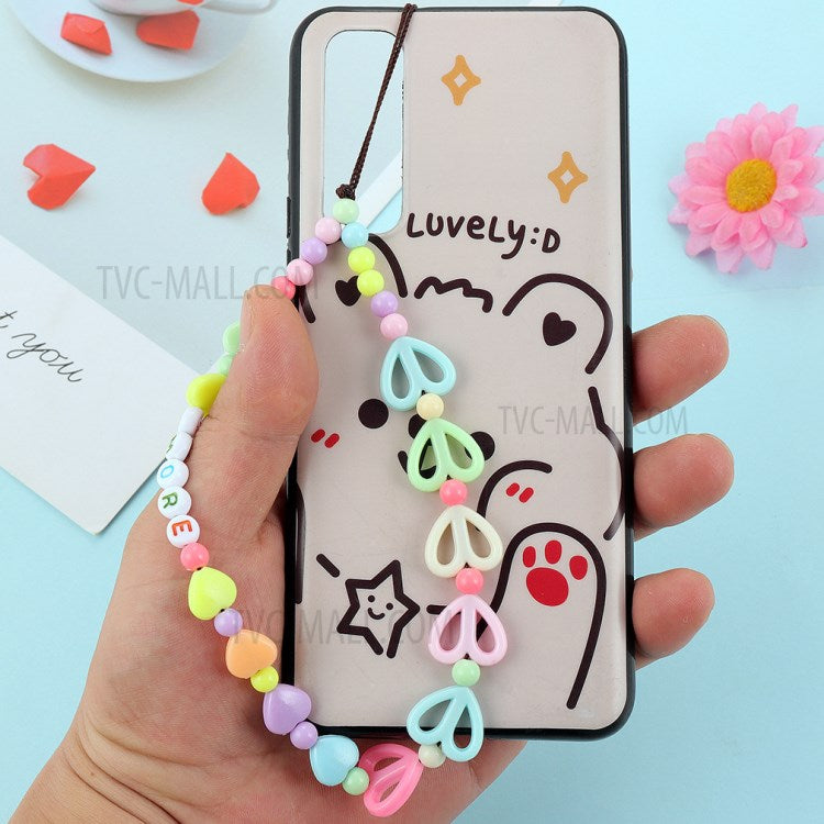 Flower Star Beaded Mobile Phone Wrist Strap Polymer Clay Resin Colorful Beads Phone Lanyard - B44-0202