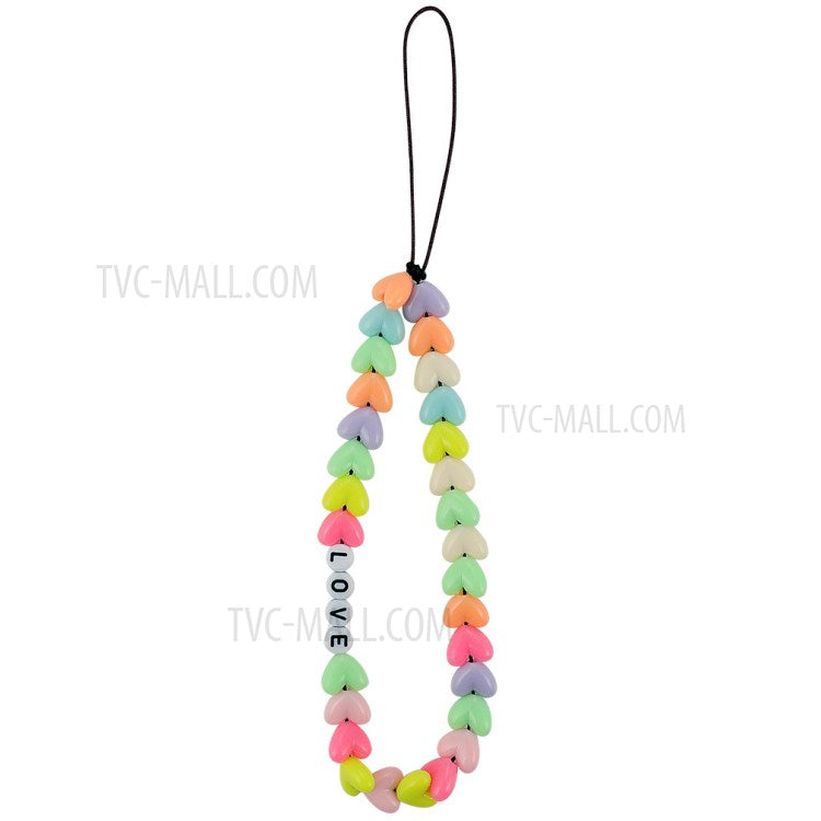 Flower Star Beaded Mobile Phone Wrist Strap Polymer Clay Resin Colorful Beads Phone Lanyard - B47-0203