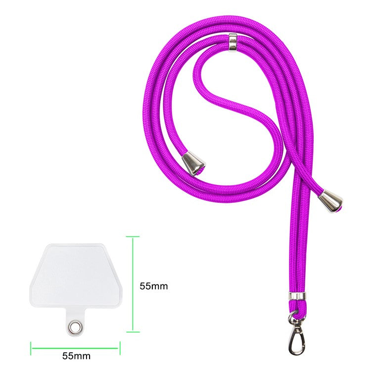 Universal Adjustable Phone Lanyard Neck Strap with 2 Tether Patches Mobile Case Accessory - Purple