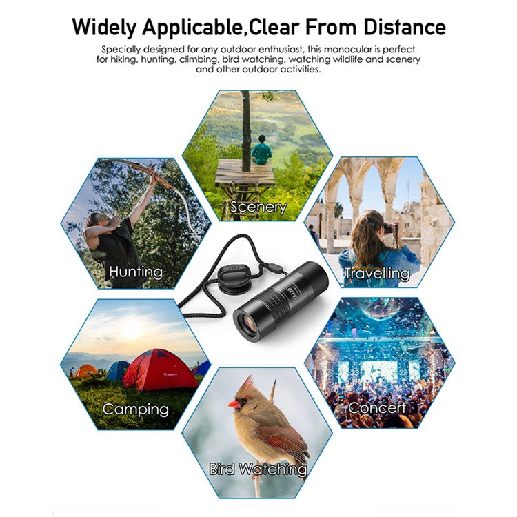 APEXEL APL-JS 6X Zoom Mini Monocular Phone Lenses Closest Focus Telescope with Lanyard for Tourism Camping Birdwatching