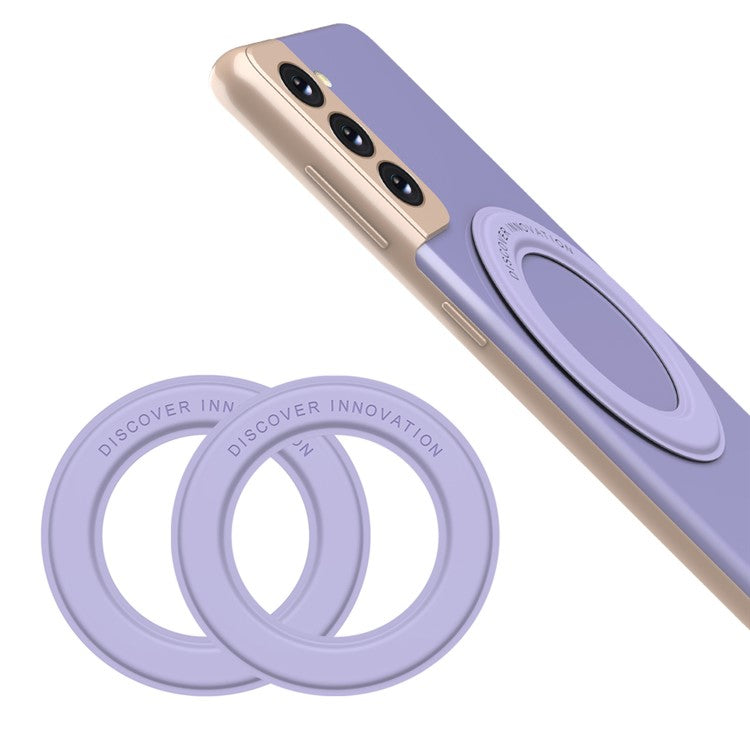 NILLKIN 2Pcs Universal Mobile Phone Round Magnetic Sticker Rings for Magsafe Wireless Charger - Purple