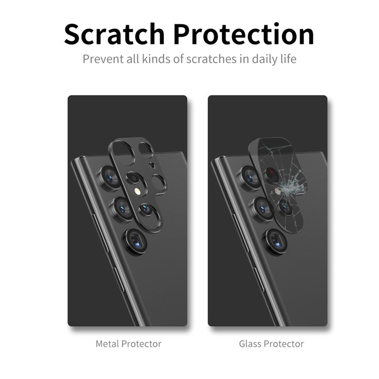 ENKAY HAT PRINCE Camera Lens Edge Protector for Samsung Galaxy S22 Ultra 5G, Scratch-Resistant Aluminum Alloy Frame Tough Protective Cover Sticker - Black