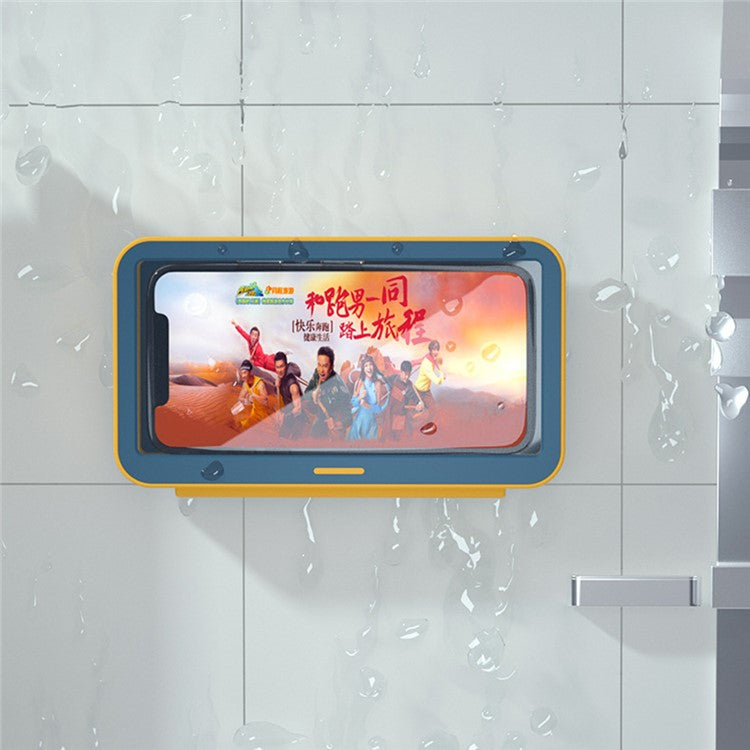 YJ-888 Shower Phone Holder for Bathroom Waterproof Case Wall Mount Phone Shelf with Touch Screen Anti-Fog Mobile Phone Holder Self Adhesive Storage Box - White