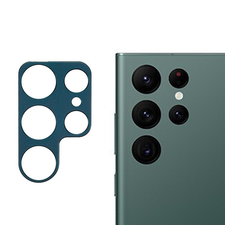 For Samsung Galaxy S22 Ultra 5G Camera Lens Edge Protector Film Scratch-Resistant Metal Frame Camera Cover - Midnight Green