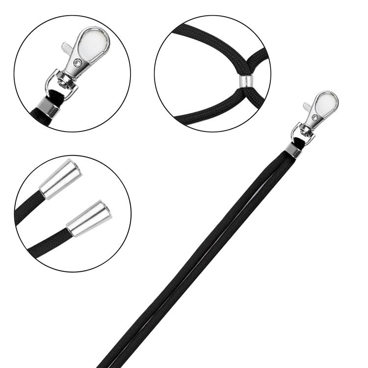 1.5m Universal Crossbody Body Phone Lanyard with Patch Adjustable Shoulder Strap Cellphone Neck Strap - Black