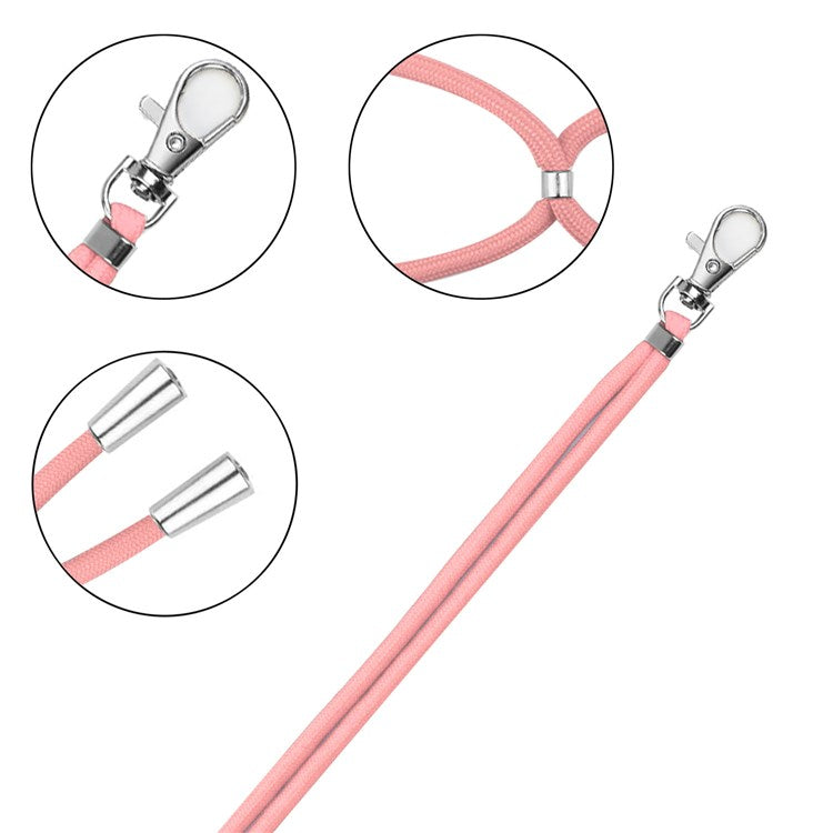 1.5m Universal Crossbody Body Phone Lanyard with Patch Adjustable Shoulder Strap Cellphone Neck Strap - Pink