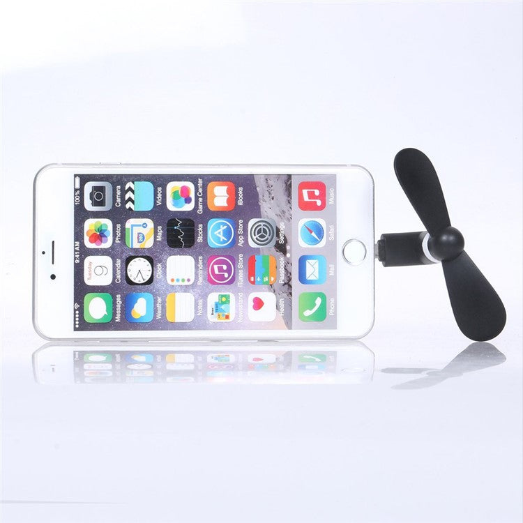 Lightning 8pin USB 2 Blades Mini Fan for iPhone 6s Plus / 6s / 6 - Black