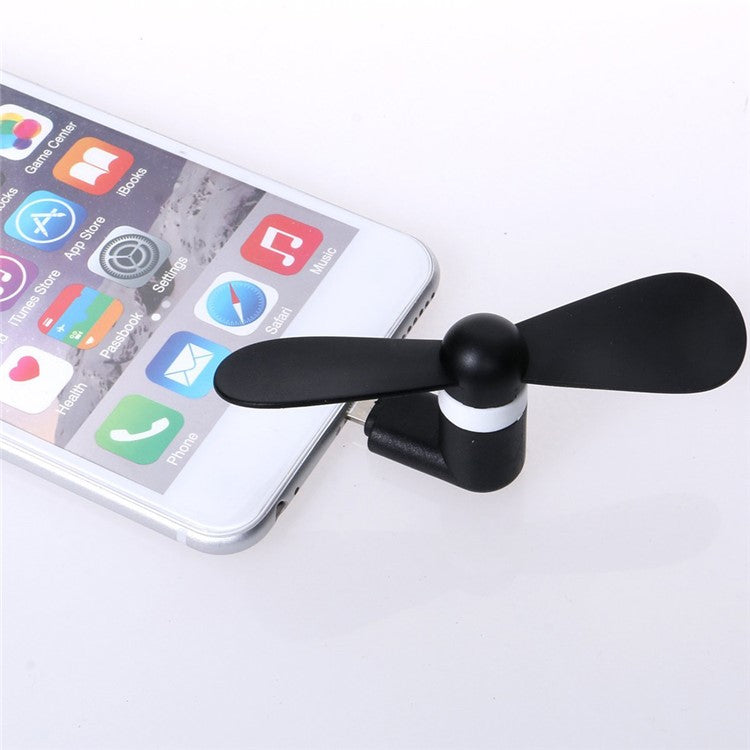 Lightning 8pin USB 2 Blades Mini Fan for iPhone 6s Plus / 6s / 6 - Black