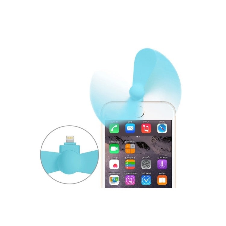 Lightning 8pin USB 2 Blades Mini Fan for iPhone 6s Plus / 6s / 6 - Blue