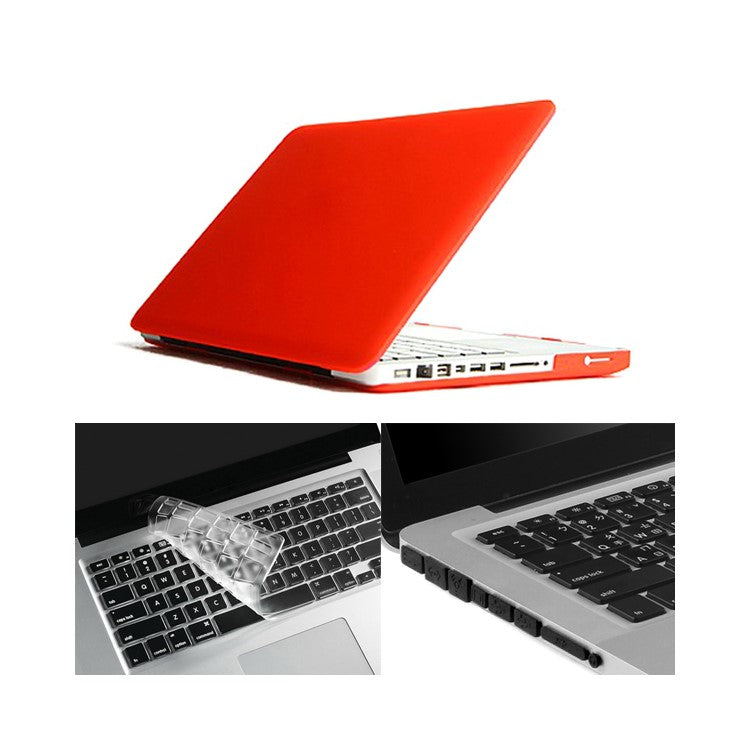 Red ENKAY HAT PRINCE Matte PC Protective Case + Keyboard Film + Anti-dust Plugs for MacBook Pro 13.3" A1278