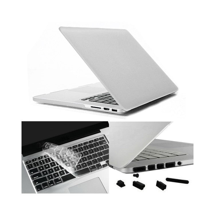 White ENKAY HAT PRINCE Matte Plastic Case + Keyboard Film + Anti-dust Plugs for MacBook Pro 15.4" w/ Retina Display (A1398)