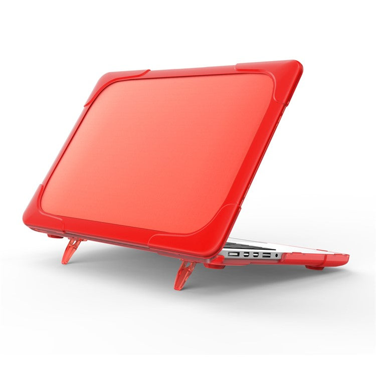 Two-Piece Plastic + TPU Protective Case Shell with Stand Design for MacBook Pro 13 inch (2020) A2251 / A2289 / A2338 (M1 / M2) - Red