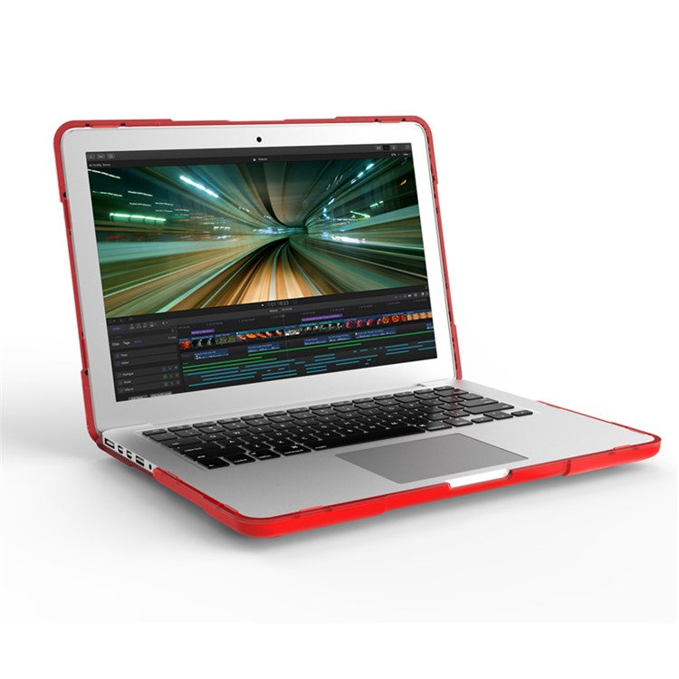 Two-Piece Plastic + TPU Protective Case Shell with Stand Design for MacBook Pro 13 inch (2020) A2251 / A2289 / A2338 (M1 / M2) - Red