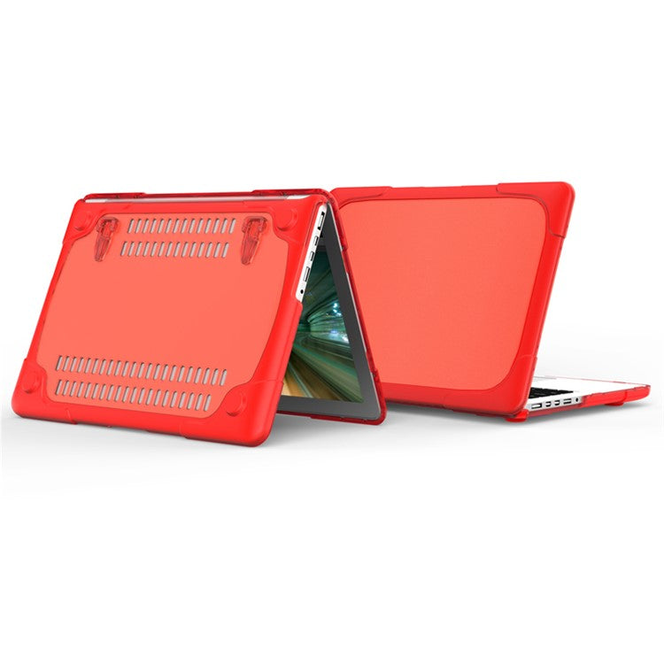 Two-Piece Plastic + TPU Protective Case Shell with Stand Design for MacBook Pro 13 inch (2020) A2251 / A2289 / A2338 (M1 / M2) - Red