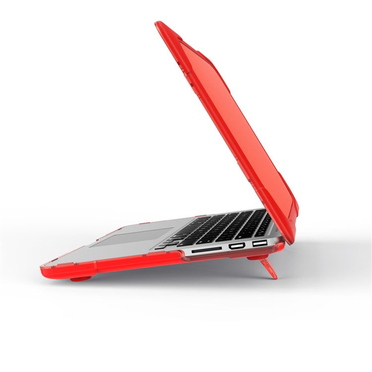 Two-Piece Plastic + TPU Protective Case Shell with Stand Design for MacBook Pro 13 inch (2020) A2251 / A2289 / A2338 (M1 / M2) - Red