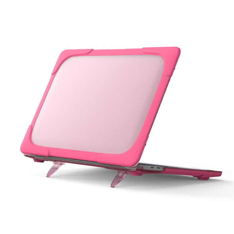 Two-Piece Plastic + TPU Protective Case Shell with Stand Design for MacBook Pro 13 inch (2020) A2251 / A2289 / A2338 (M1 / M2) - Rose