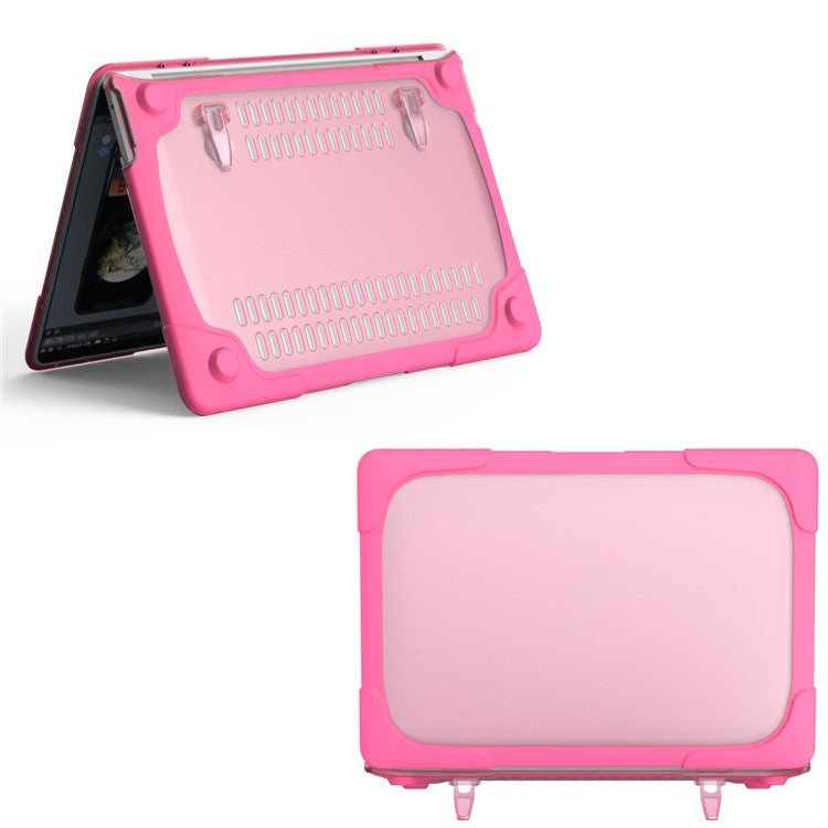 Two-Piece Plastic + TPU Protective Case Shell with Stand Design for MacBook Pro 13 inch (2020) A2251 / A2289 / A2338 (M1 / M2) - Rose