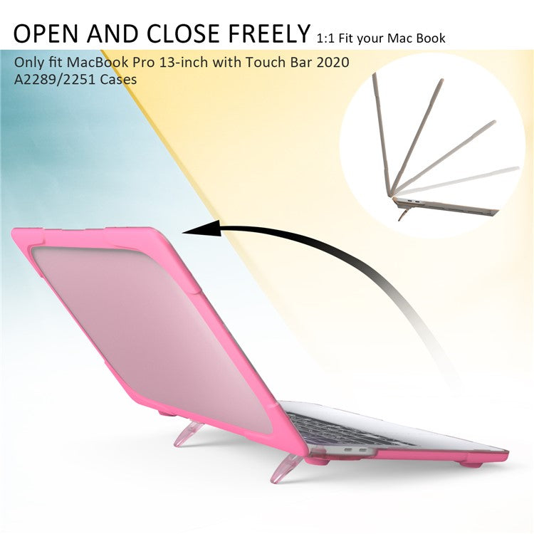 Two-Piece Plastic + TPU Protective Case Shell with Stand Design for MacBook Pro 13 inch (2020) A2251 / A2289 / A2338 (M1 / M2) - Rose