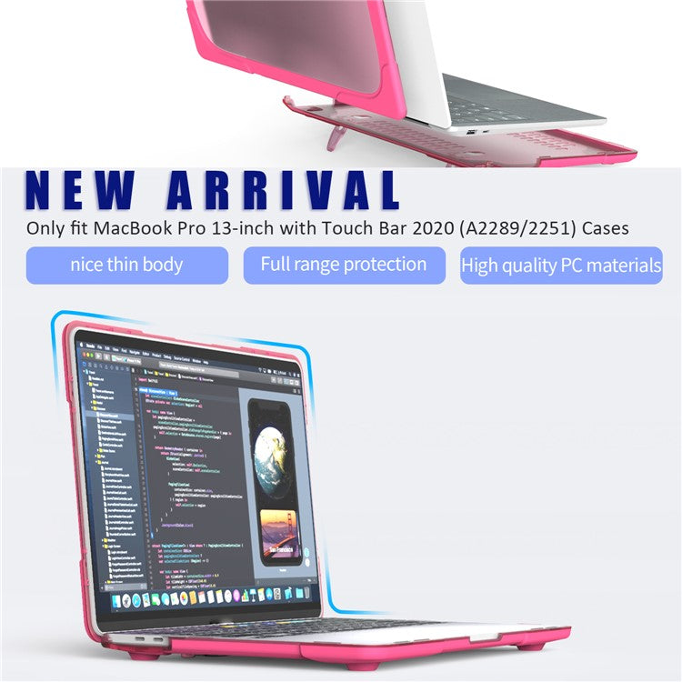 Two-Piece Plastic + TPU Protective Case Shell with Stand Design for MacBook Pro 13 inch (2020) A2251 / A2289 / A2338 (M1 / M2) - Rose