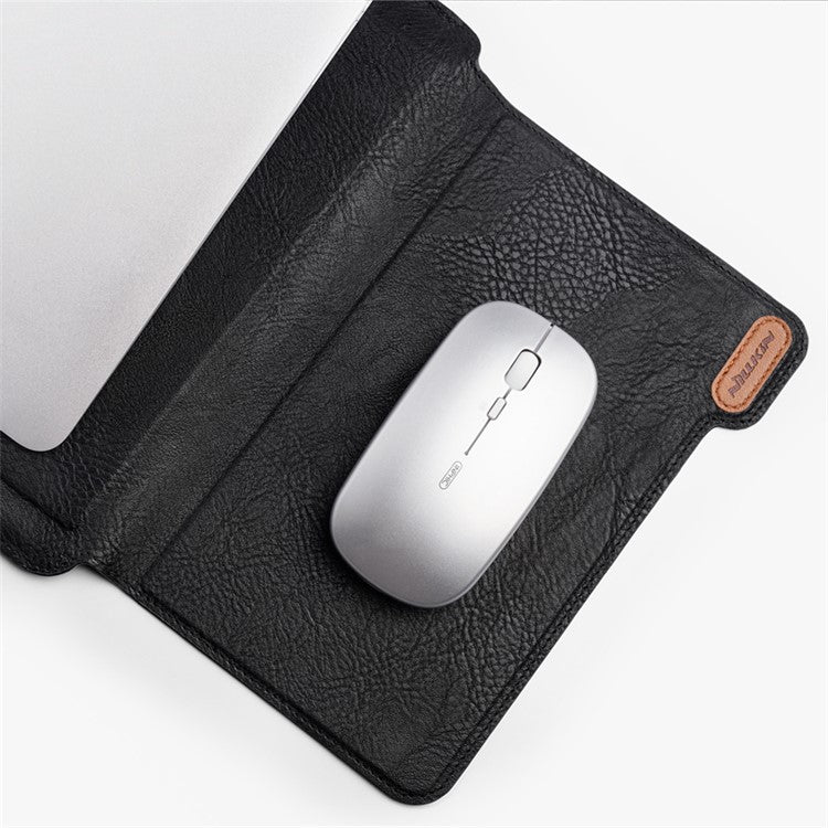 NILLKIN Notebook Bracket Mouse Pad PU Leather Sleeve Case Protector Bag for 14-inch Laptop - Black