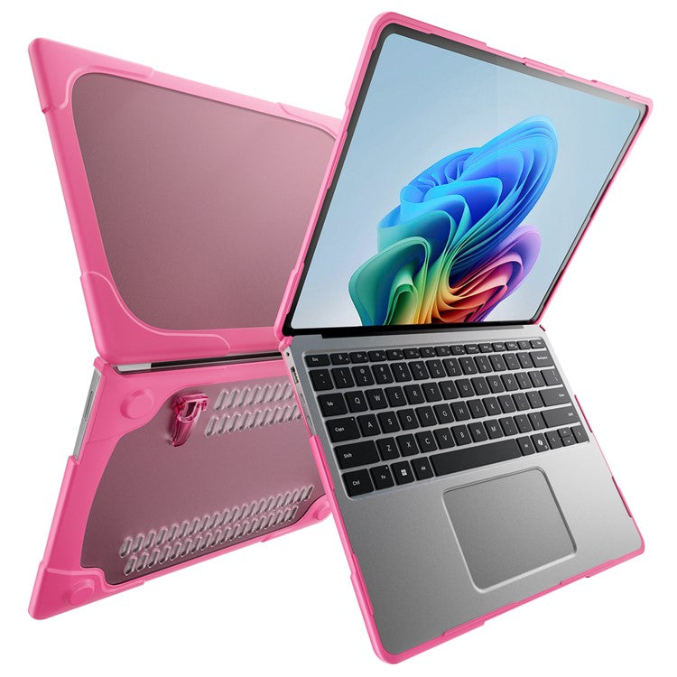 For Microsoft Surface Laptop 7 13.8-inch Laptop Case Stand Design Notebook TPU PC Cover - Rose