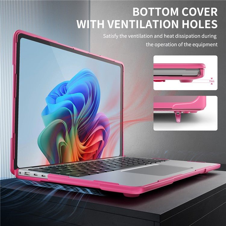 For Microsoft Surface Laptop 7 13.8-inch Laptop Case Stand Design Notebook TPU PC Cover - Rose