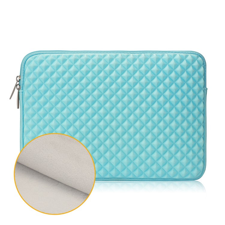 Solid Color Diamond Pattern Universal Laptop Carrying Sleeve Bag with Notebook Adapter Bag for 14-inch - 14.6-inch Laptop - Blue