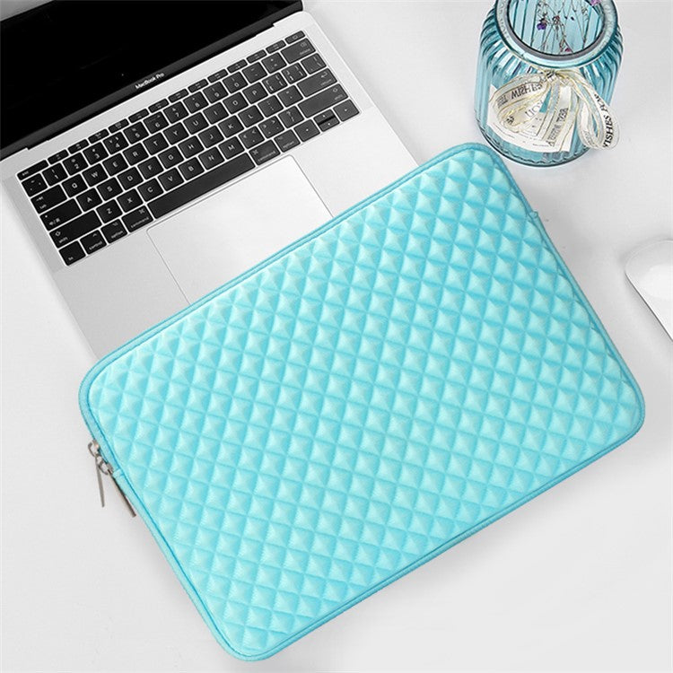 Solid Color Diamond Pattern Universal Laptop Carrying Sleeve Bag with Notebook Adapter Bag for 14-inch - 14.6-inch Laptop - Black